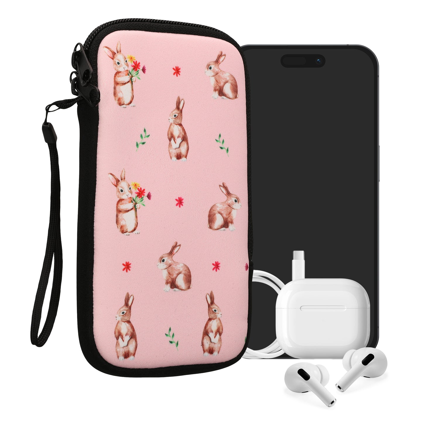 kwmobile Handytasche für Smartphones - Handy Tasche Hülle Cover Case Schutzhülle - Vögel Ast - 15,2 x 8,3 cm Innenmaße