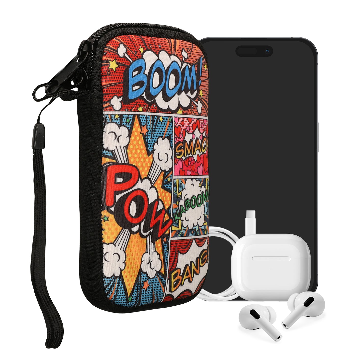 kwmobile Handytasche für Smartphones - Handy Tasche Hülle Cover Case Schutzhülle - Vögel Ast - 15,2 x 8,3 cm Innenmaße