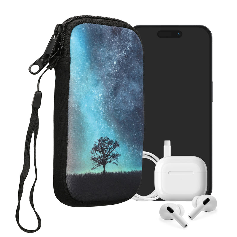 kwmobile Handytasche für Smartphones - Handy Tasche Hülle Cover Case Schutzhülle - Vögel Ast - 15,2 x 8,3 cm Innenmaße