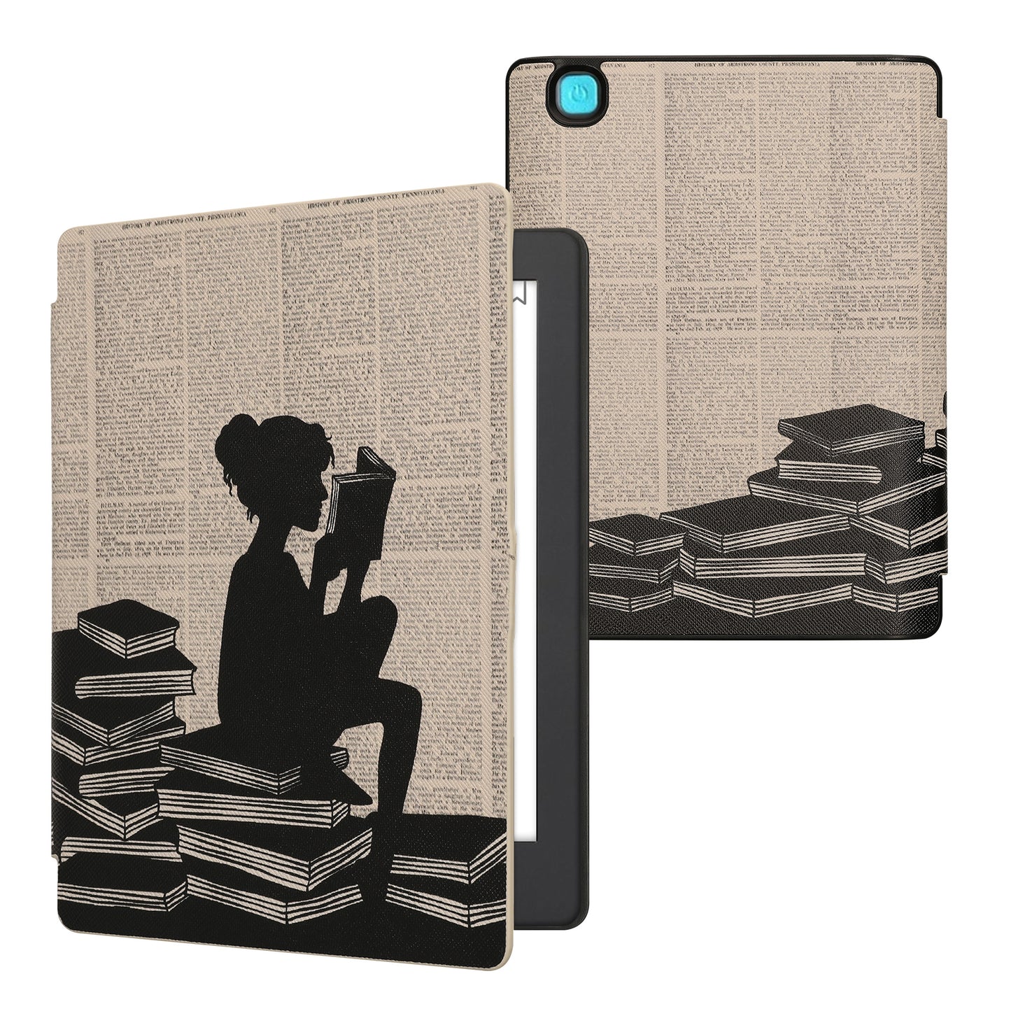 kwmobile Schutzhülle für Kobo Aura H2O Edition 2 Hülle - eReader Flip Case mit Auto Sleep Funktion - Eule Schlaf