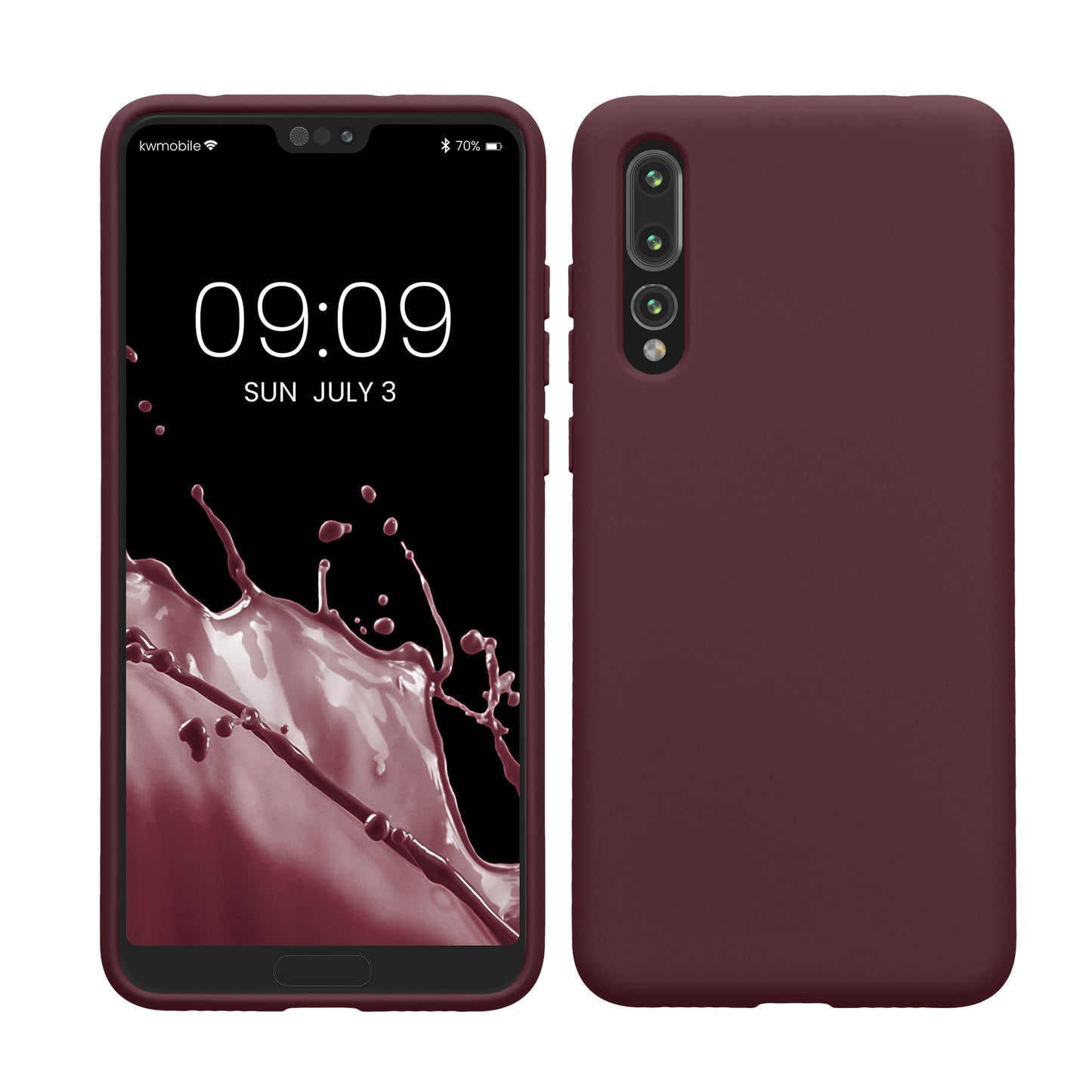 kwmobile Hülle kompatibel mit Huawei P20 Pro Hülle - gummierte TPU Silikon Handyhülle - Schutzhülle für kabelloses Laden - Case in Bordeaux Violett Bordeaux Violett  