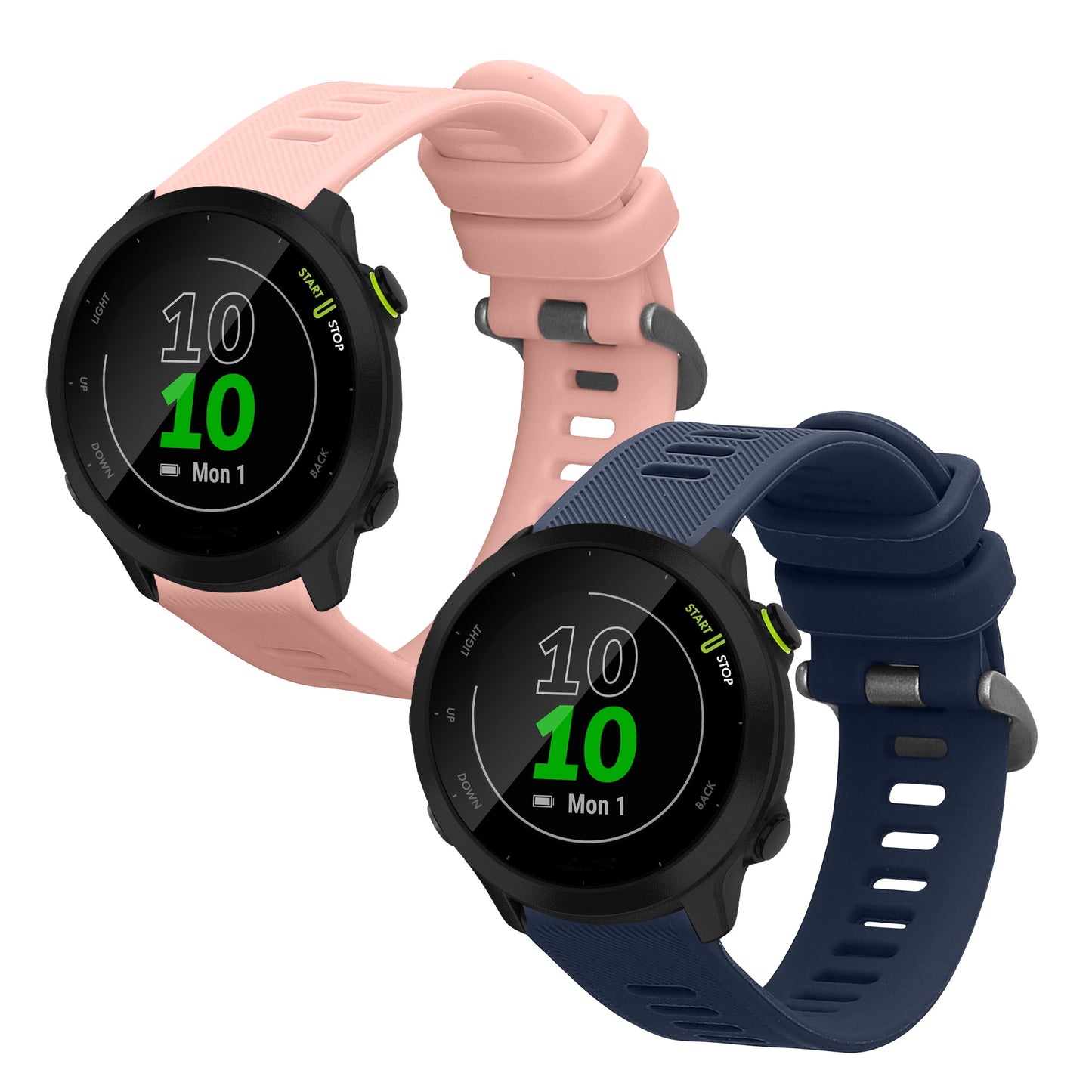 kwmobile Uhrenarmband für Garmin Forerunner 55 / Forerunner 165 / 245 / 645 / 570 42mm Armband Fitnesstracker Band Set Ersatzarmband Smartwatch