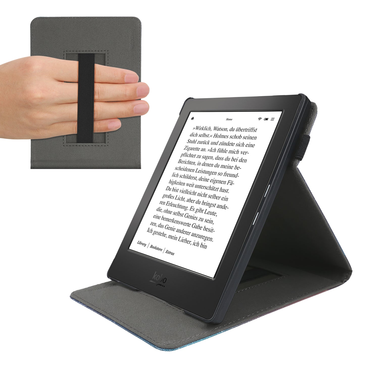 kwmobile Hülle kompatibel mit Amazon Kindle Paperwhite 11. Generation 2021 Hülle - Case mit Schlaufe und Ständer