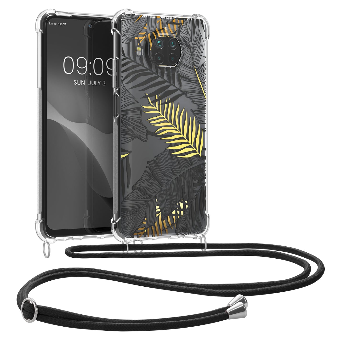 kwmobile Necklace Case kompatibel mit Xiaomi Mi 10T Lite Hülle Silikon Cover mit Handykette Transparent Magnolien