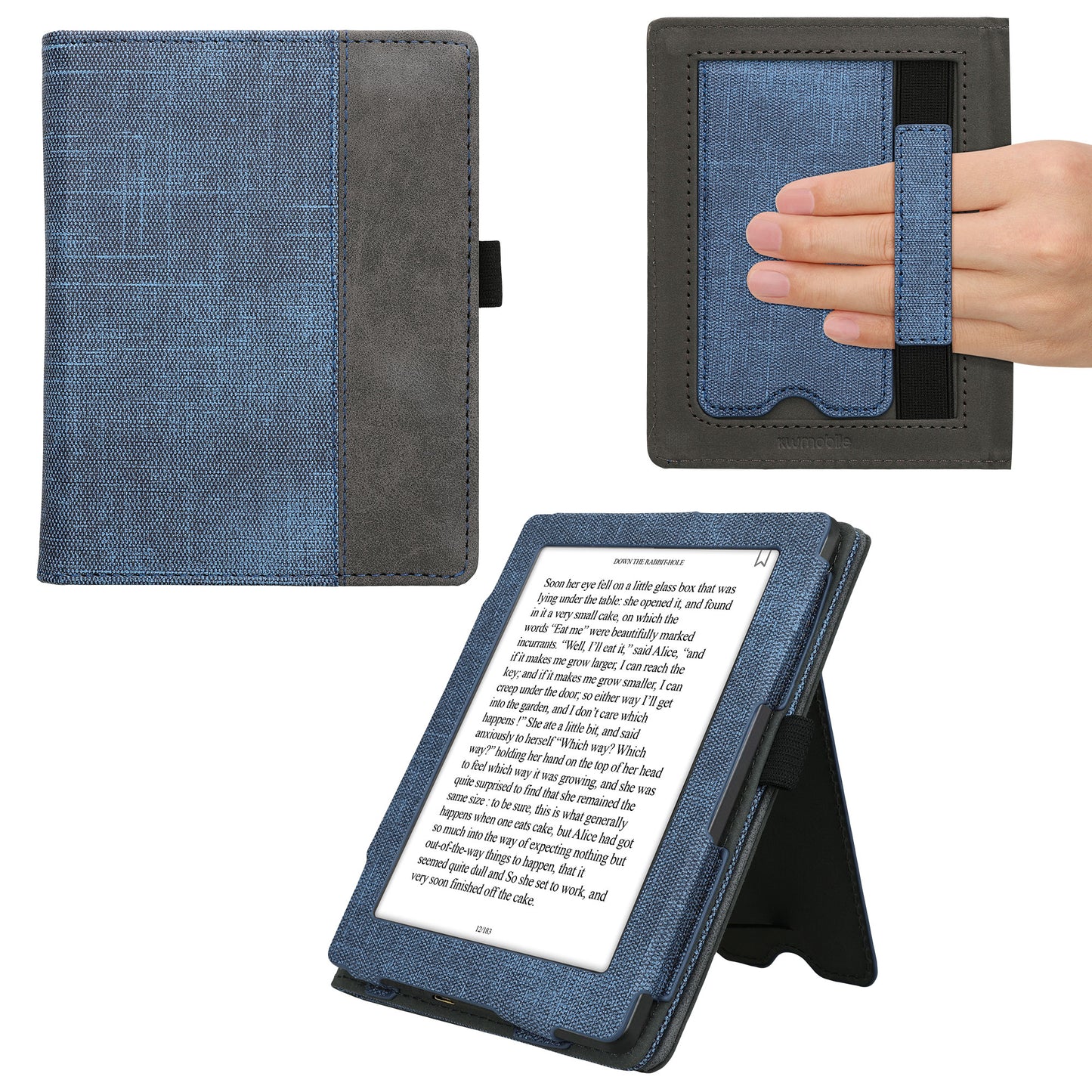 kwmobile Flip Hülle kompatibel mit Kobo Aura Edition 1 - Handschlaufe - Cover