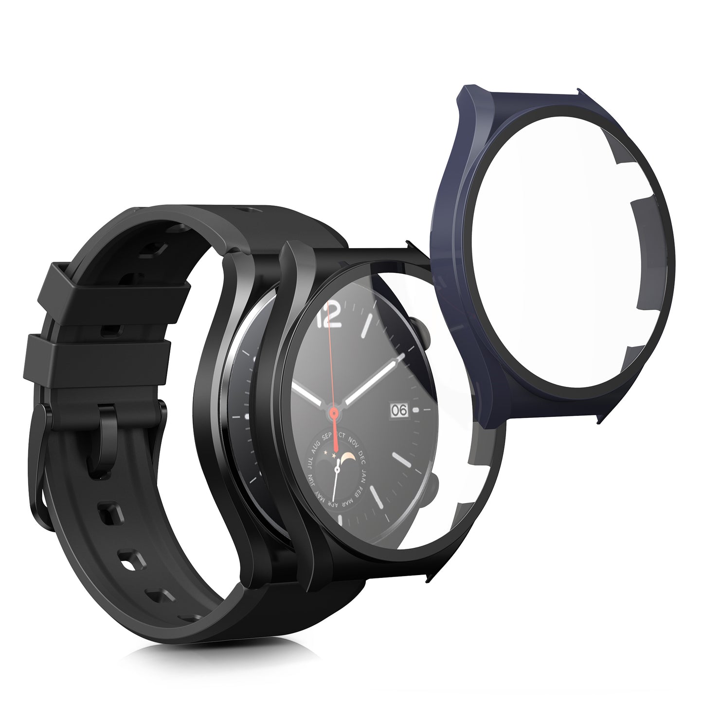 kwmobile Glas Hülle für Xiaomi Watch S1 Schutzhülle Fullbody Fitnesstracker Case Set