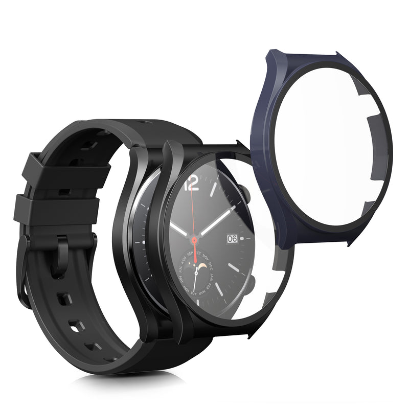 kwmobile Glas Hülle für Xiaomi Watch S1 Schutzhülle Fullbody Fitnesstracker Case Set