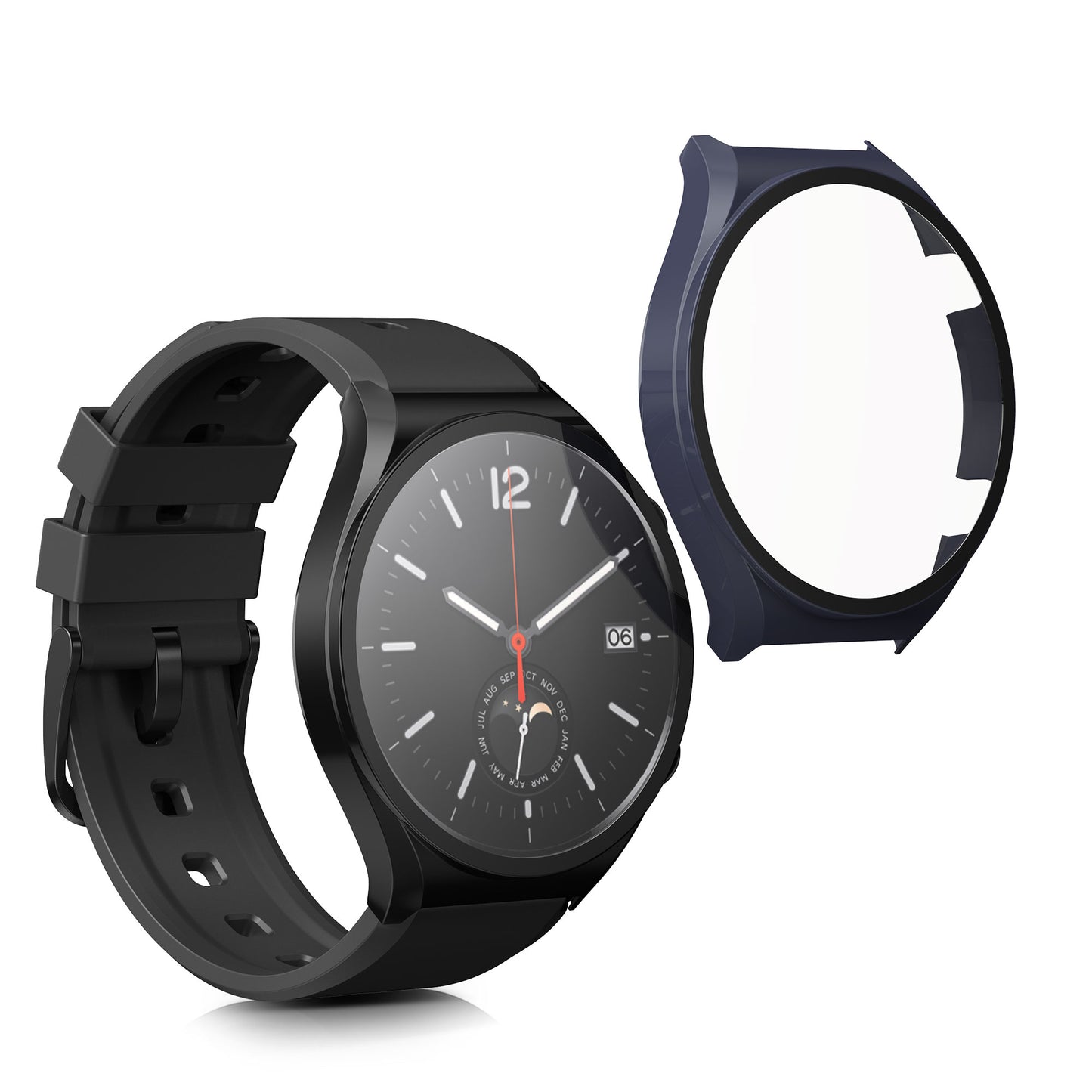 kwmobile Glas Hülle für Xiaomi Watch S1 Schutzhülle Fullbody Fitnesstracker Case Set