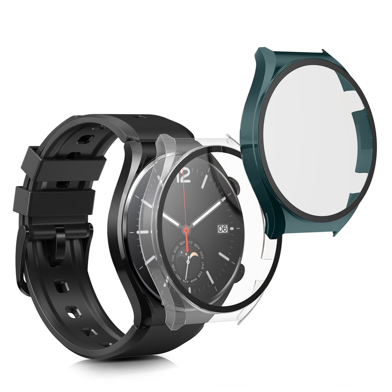 kwmobile Glas Hülle für Xiaomi Watch S1 Schutzhülle Fullbody Fitnesstracker Case Set