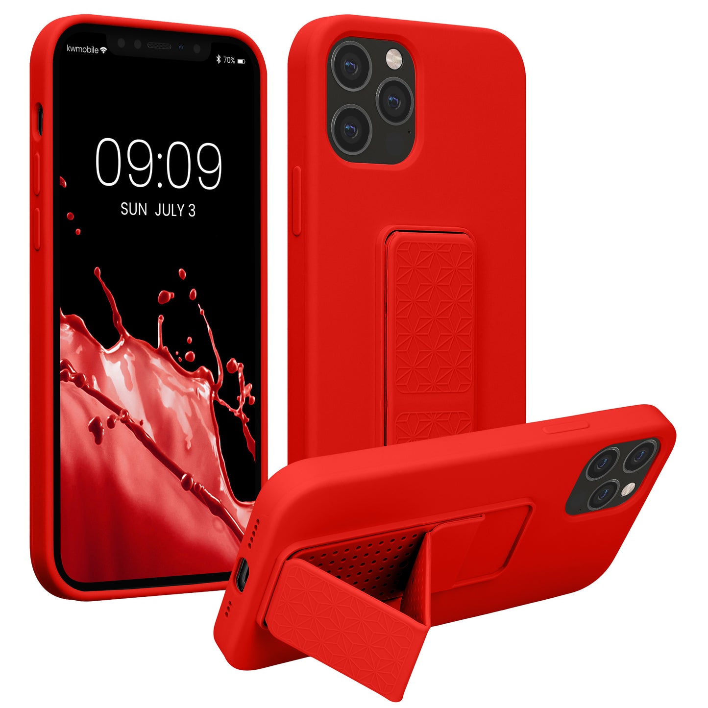 kwmobile Handyhülle für Apple iPhone 12 / iPhone 12 Pro mit Fingerhalter und Stand Schutzhülle Cover