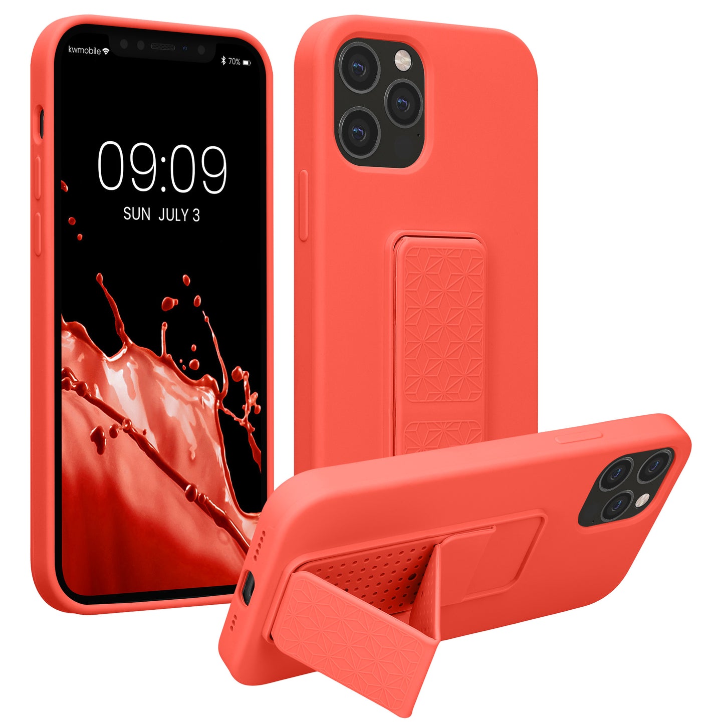 kwmobile Handyhülle für Apple iPhone 12 / iPhone 12 Pro mit Fingerhalter und Stand Schutzhülle Cover