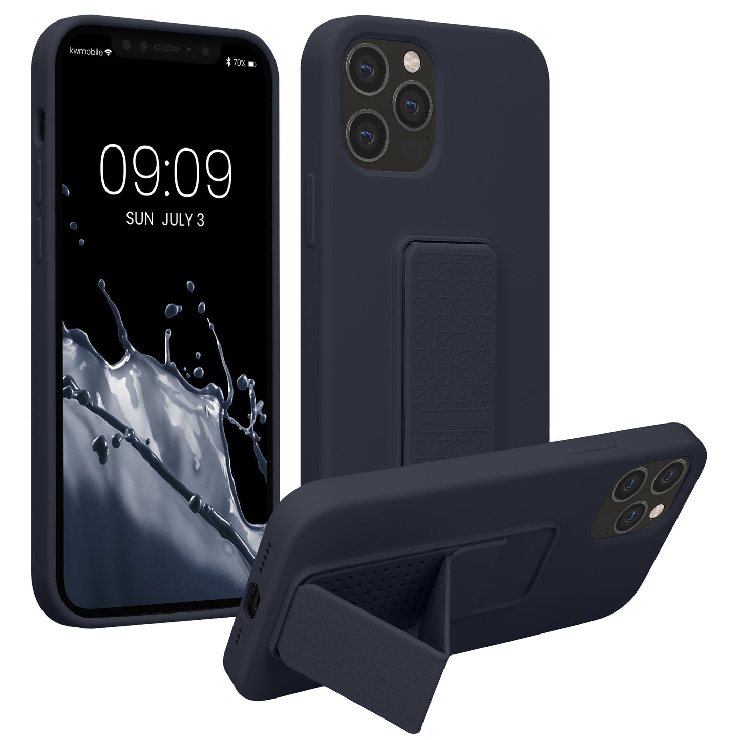 kwmobile Handyhülle für Apple iPhone 12 / iPhone 12 Pro mit Fingerhalter und Stand Schutzhülle Cover