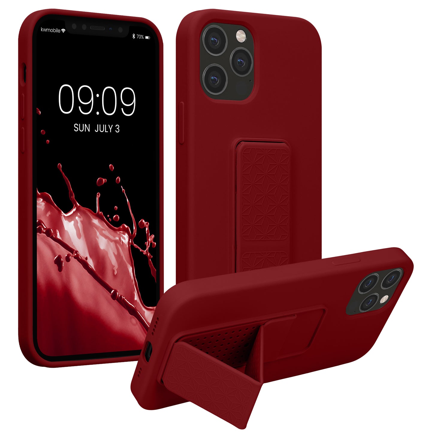kwmobile Handyhülle für Apple iPhone 12 / iPhone 12 Pro mit Fingerhalter und Stand Schutzhülle Cover