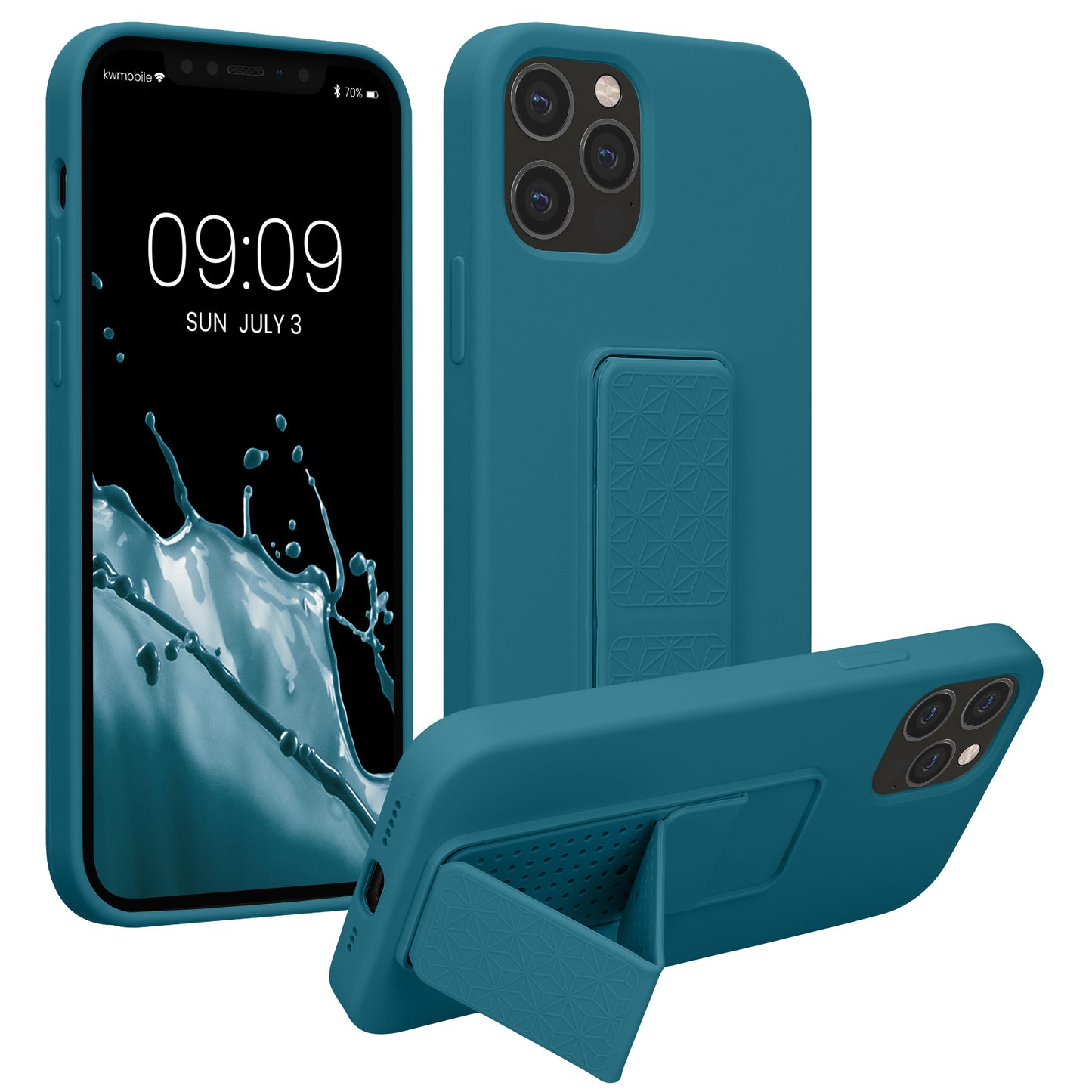 kwmobile Handyhülle für Apple iPhone 12 / iPhone 12 Pro mit Fingerhalter und Stand Schutzhülle Cover