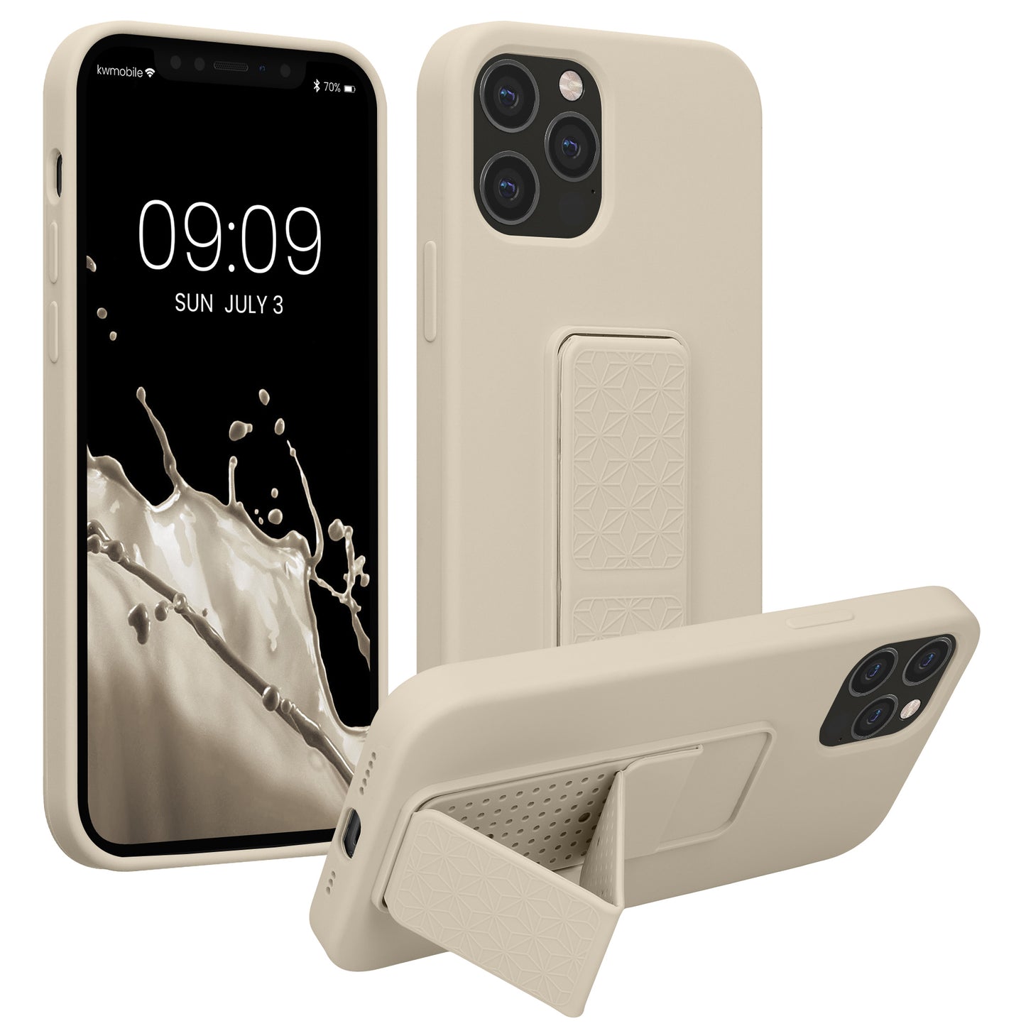 kwmobile Handyhülle für Apple iPhone 12 / iPhone 12 Pro mit Fingerhalter und Stand Schutzhülle Cover