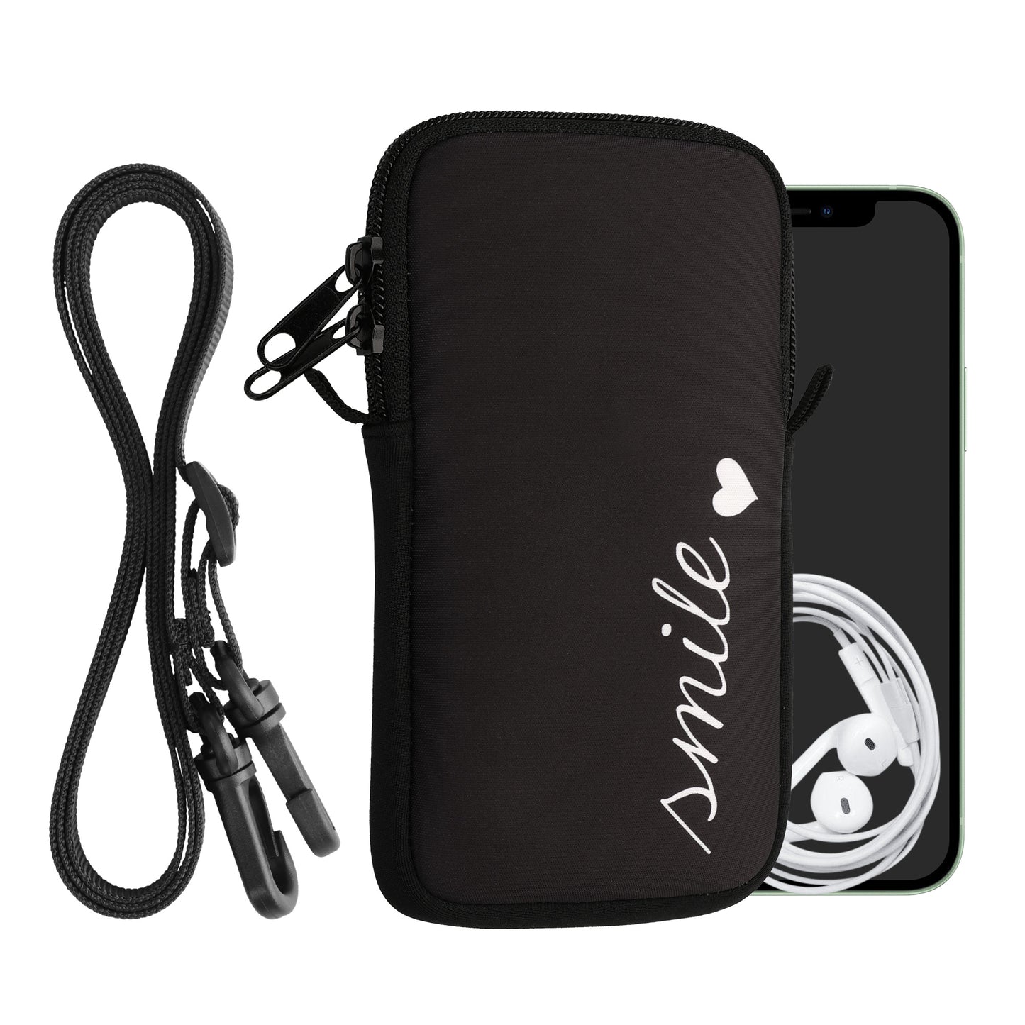 kwmobile Handytasche für Smartphones - Handy Tasche mit Kette 16,5 x 8,9 cm Innenmaße - Don't touch my Phone
