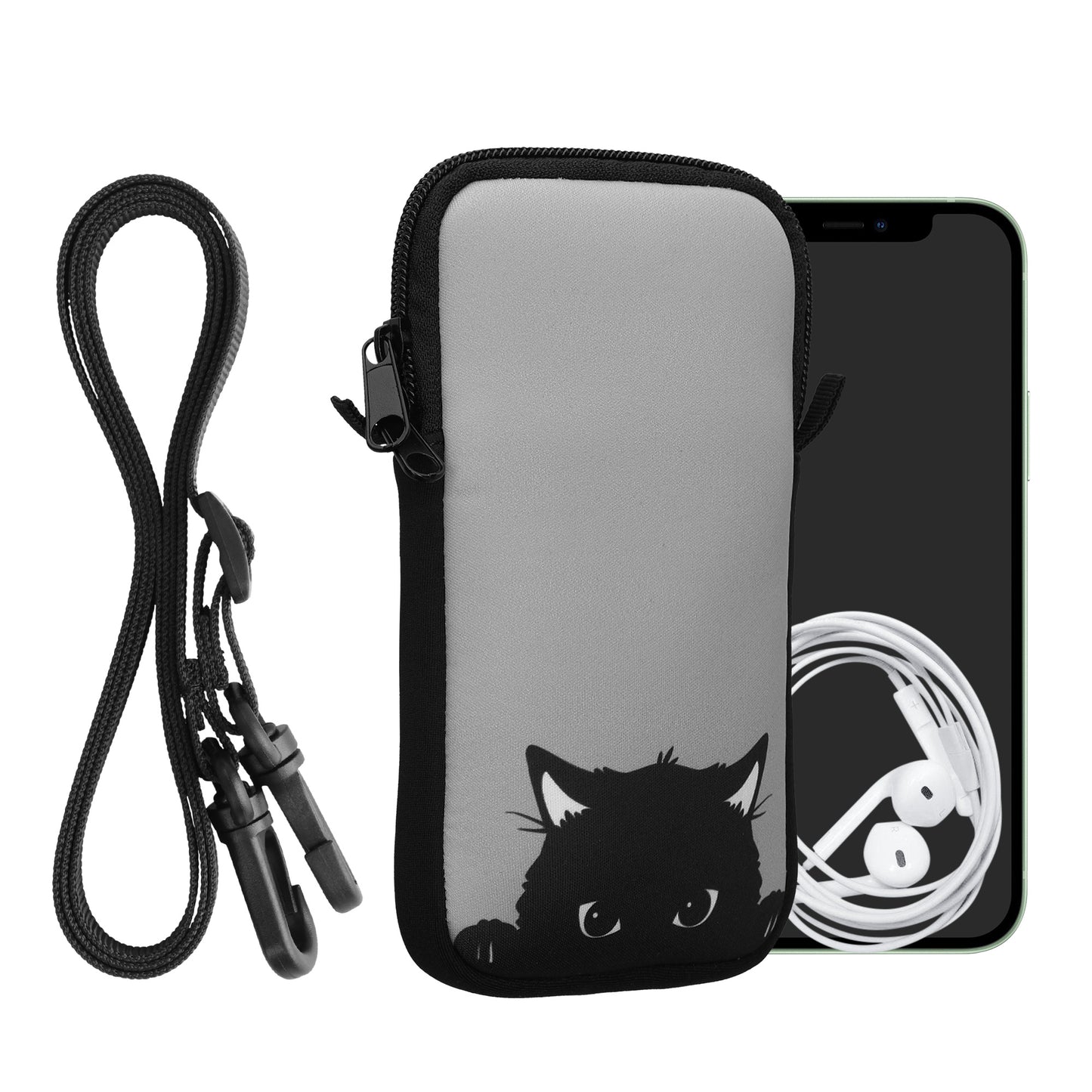 kwmobile Handytasche für Smartphones - Handy Tasche mit Kette 16,5 x 8,9 cm Innenmaße - Don't touch my Phone