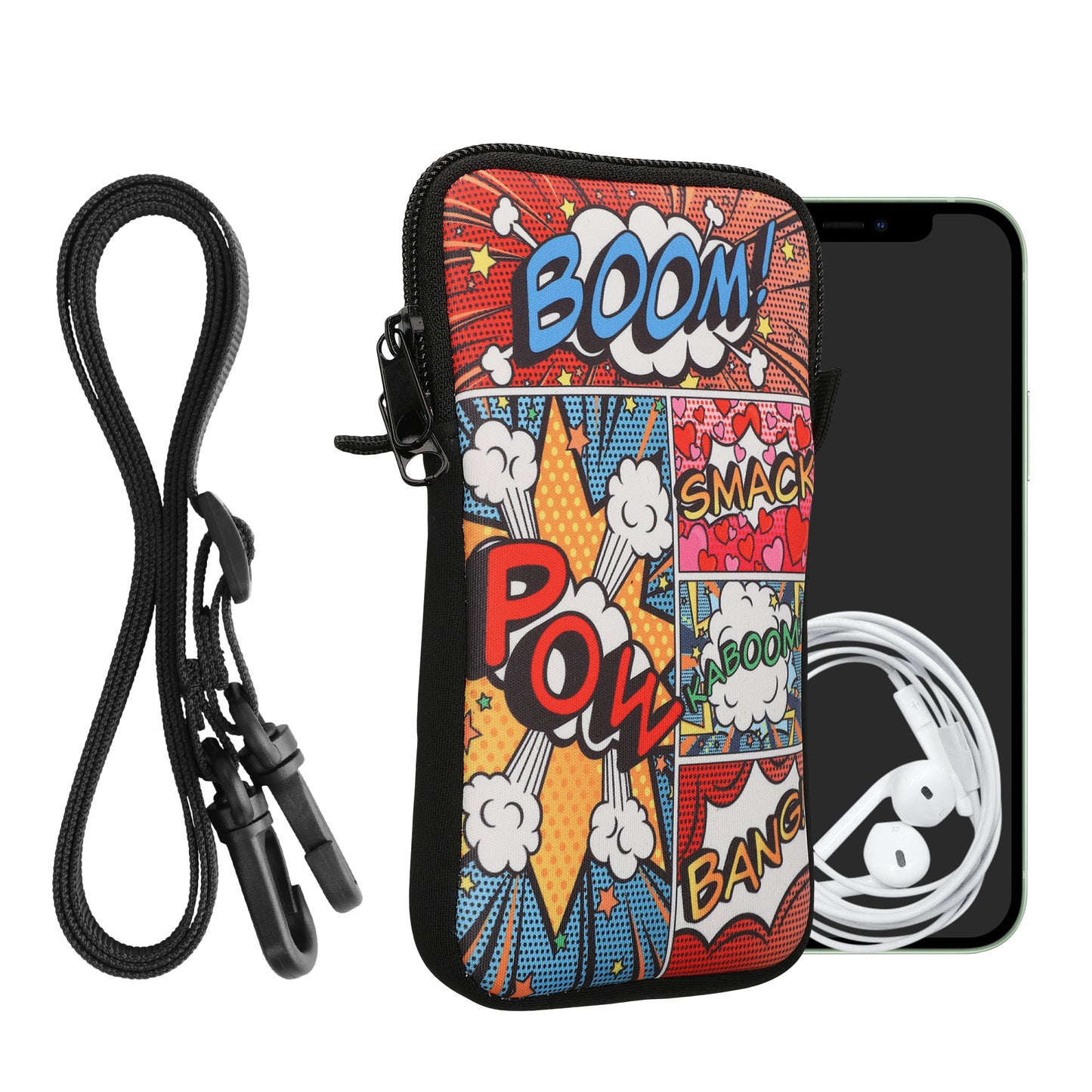 kwmobile Handytasche für Smartphones - Handy Tasche mit Kette 16,5 x 8,9 cm Innenmaße - Don't touch my Phone