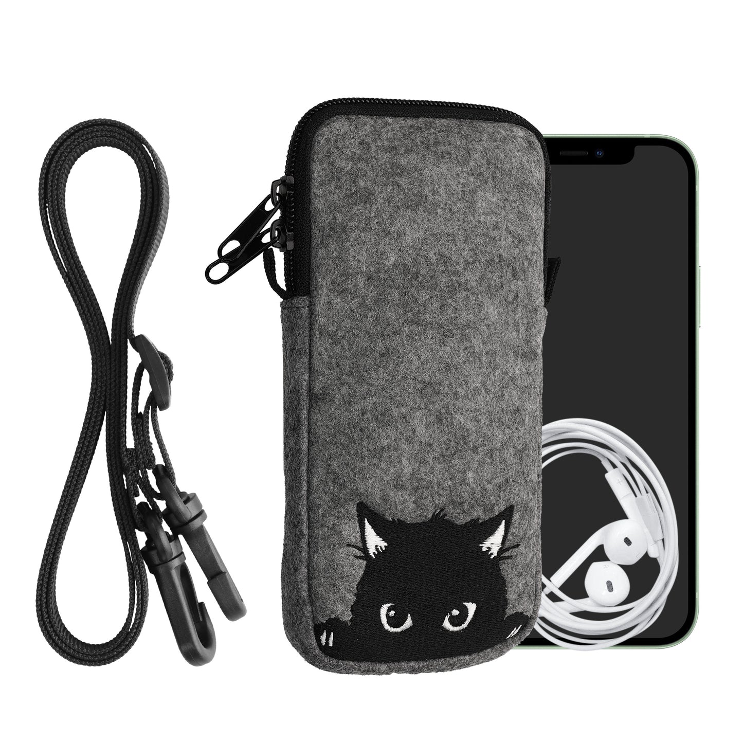 kwmobile Handytasche für Smartphones 6,5" Handy Hülle mit Kette 16,5 x 8,9 cm Innenmaße Don’t touch my Phone