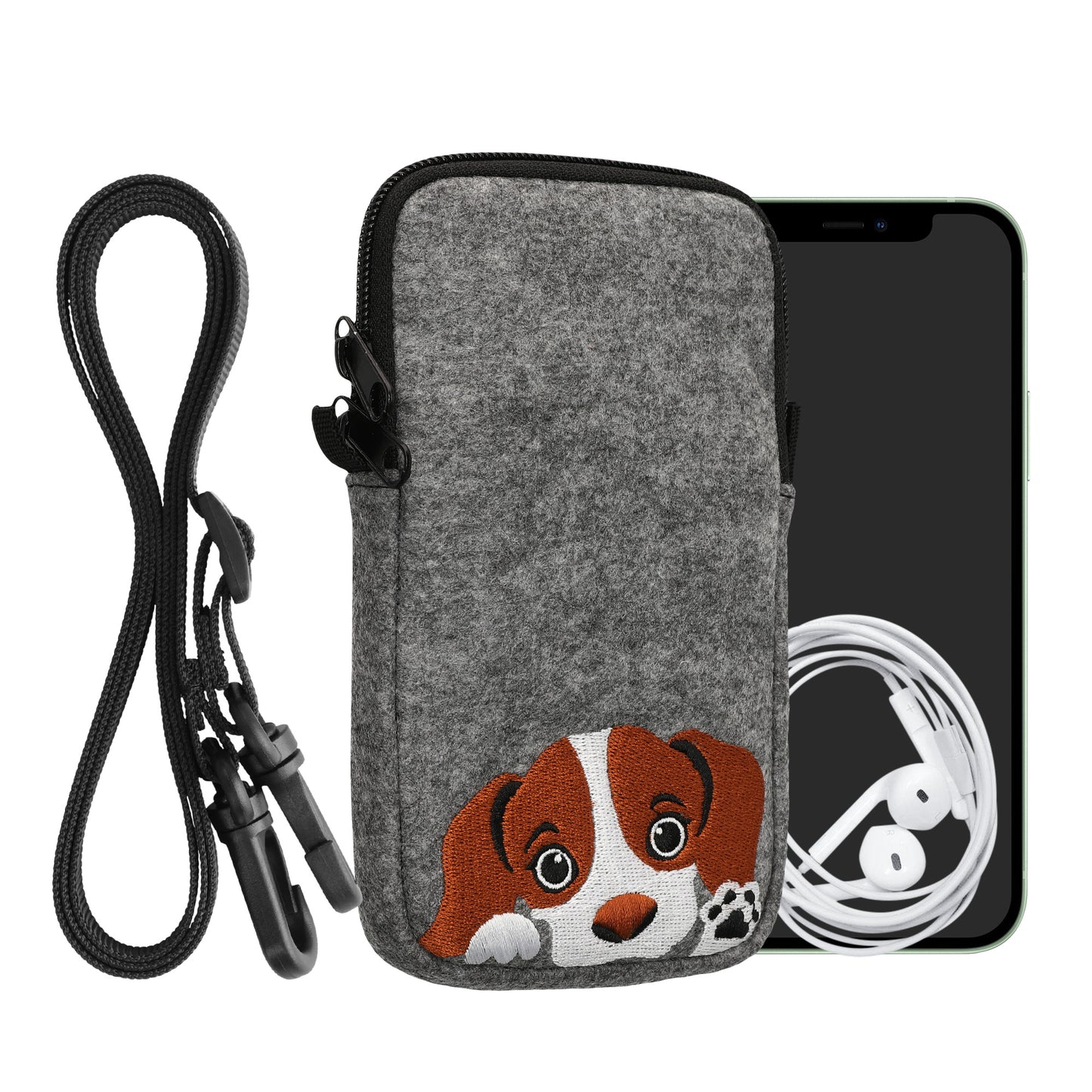 kwmobile Handytasche für Smartphones 6,5" Handy Hülle mit Kette 16,5 x 8,9 cm Innenmaße Don’t touch my Phone