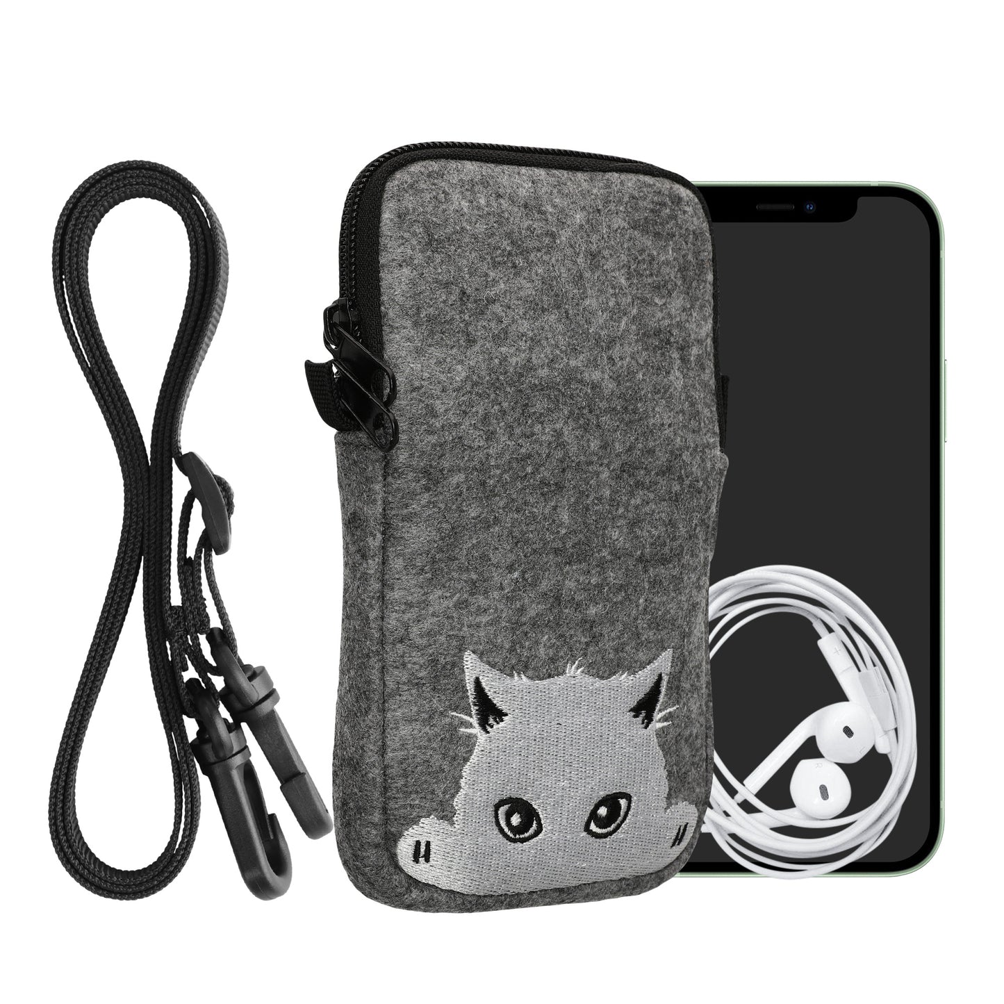 kwmobile Handytasche für Smartphones 6,5" Handy Hülle mit Kette 16,5 x 8,9 cm Innenmaße Don’t touch my Phone