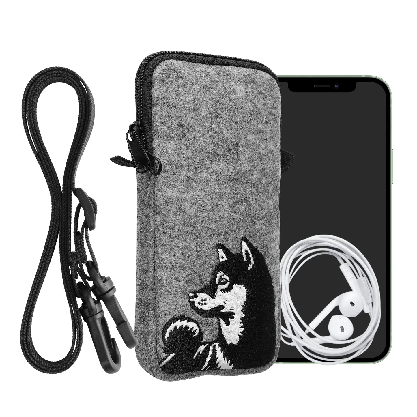 kwmobile Handytasche für Smartphones 6,5" Handy Hülle mit Kette 16,5 x 8,9 cm Innenmaße Don’t touch my Phone