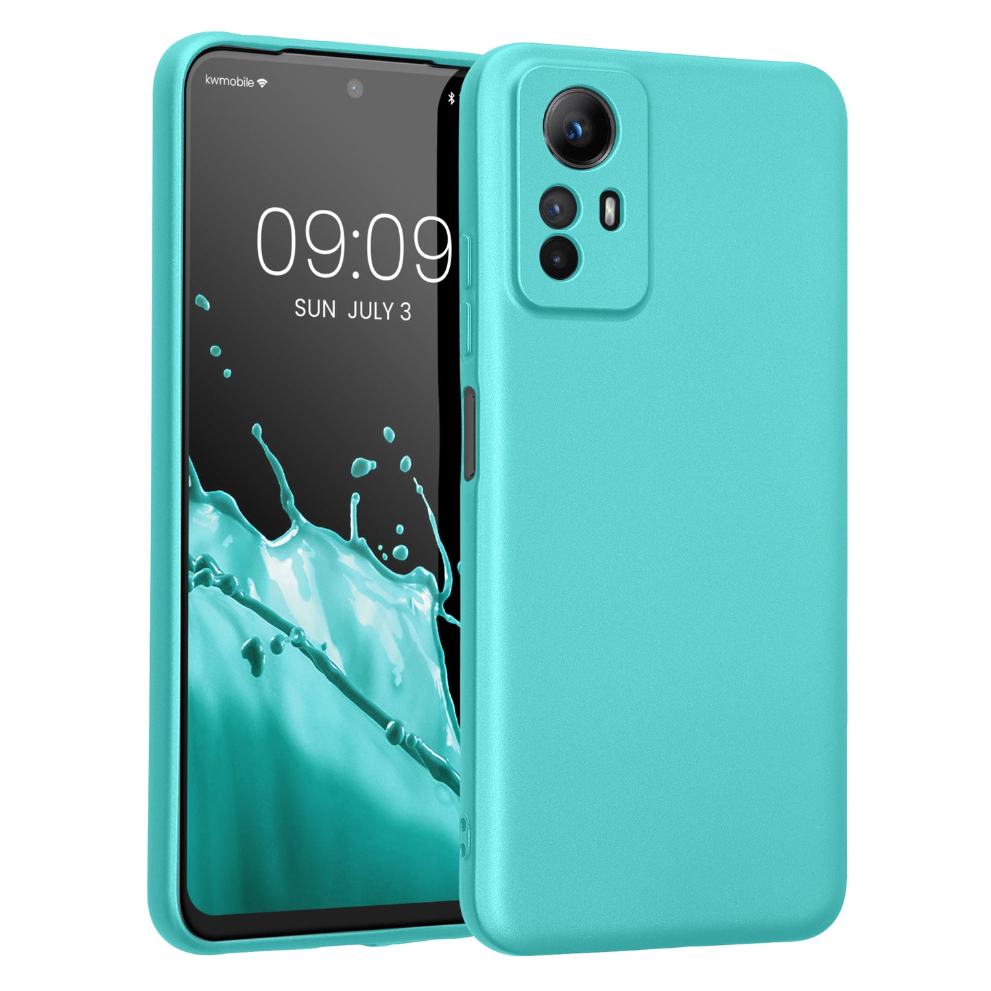 kwmobile Handyhülle kompatibel mit Xiaomi Redmi Note 12S Hülle - weiche Silikon Case metallisch schimmernd in Metallic Mintgrün Metallic Mintgrün  
