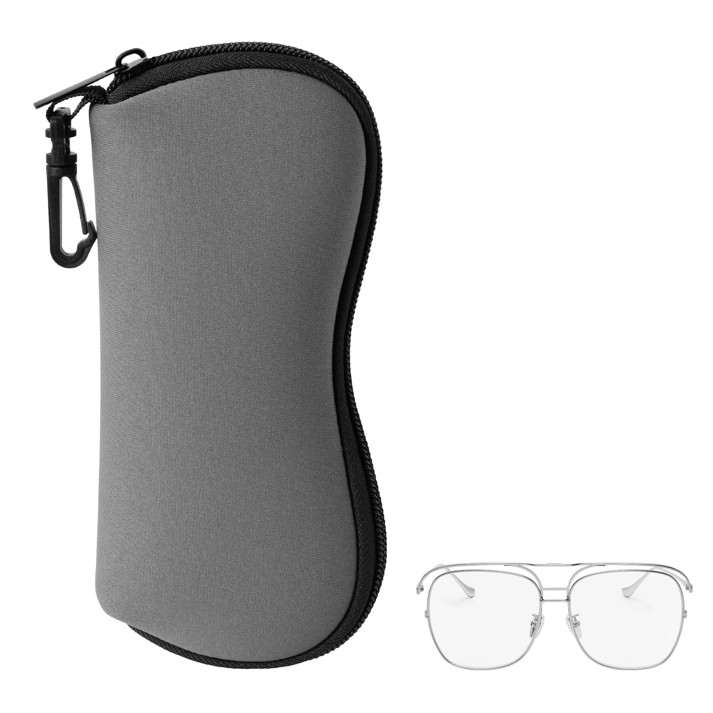 kwmobile Brillenetui - weiche Tasche für Brille oder Sonnenbrille - Etui Case mit Karabiner zum Anhängen