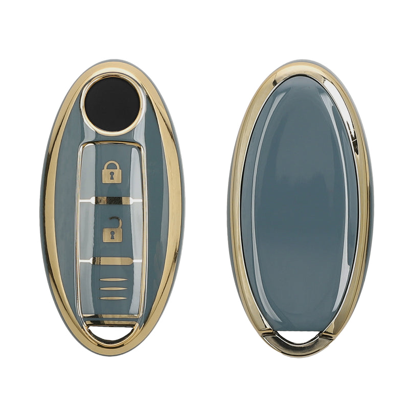 kwmobile Autoschlüssel Hülle kompatibel mit Nissan 3-Tasten Autoschlüssel - Schlüsselhülle Silikon Cover - Blau Gold Blau  [dsg03]