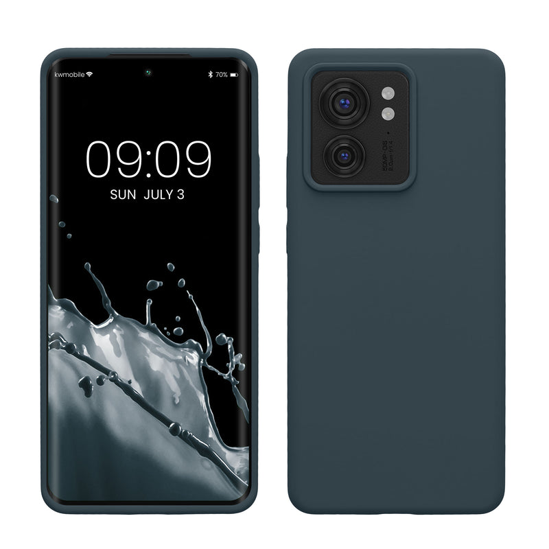 kwmobile Hülle kompatibel mit Motorola Edge 40 Hülle - Silikon Handy Case - Handyhülle weiche Oberfläche - kabelloses Laden - Dunkler Schiefer Dunkler Schiefer  