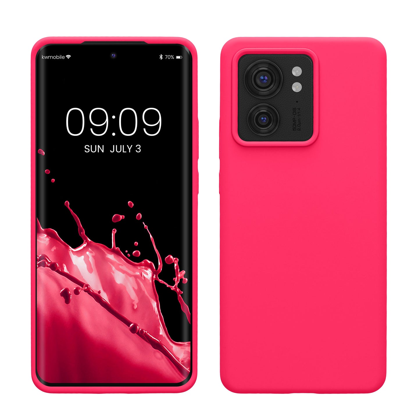 kwmobile Hülle kompatibel mit Motorola Edge 40 Hülle - Silikon Handy Case - Handyhülle weiche Oberfläche - kabelloses Laden - Neon Pink Neon Pink  