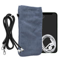 kwmobile Handytasche für Smartphones XXL - 7" Handy Tasche - Cord Handy Hülle Vintage Blue mit Kordel - Tasche mit Handykette 17,7 x 9 cm Innenmaße Vintage Blue XXL 