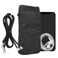 kwmobile Handytasche für Smartphones XXL - 7" Handy Tasche - Cord Handy Hülle Dunkelgrau mit Kordel - Tasche mit Handykette 17,7 x 9 cm Innenmaße Dunkelgrau XXL 