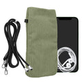 kwmobile Handytasche für Smartphones XL - 6,7/6,8" Handy Tasche - Cord Handy Hülle Graugrün mit Kordel - Tasche mit Handykette 16,7 x 9,5 cm Innenmaße Graugrün XL 