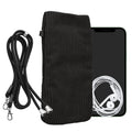 kwmobile Handytasche für Smartphones XL - 6,7/6,8" Handy Tasche - Cord Handy Hülle Dunkelgrau mit Kordel - Tasche mit Handykette 16,7 x 9,5 cm Innenmaße Dunkelgrau XL 