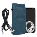 kwmobile Handytasche für Smartphones XL - 6,7/6,8" Handy Tasche - Cord Handy Hülle Blau mit Kordel - Tasche mit Handykette 16,7 x 9,5 cm Innenmaße Blau XL 