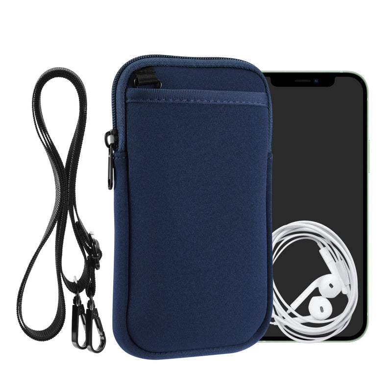 kwmobile Handy Tasche zum Umhängen für XL - 6,7/6,8" - Hülle mit Band - Neopren Cover mit Reißverschluss - 17,2 x 8,4 cm - Necklace Case in Marineblau Marineblau XL 