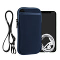 kwmobile Handy Tasche zum Umhängen für XXL - 7" - Hülle mit Band - Neopren Cover mit Reißverschluss - 17,7 x 8,5 cm - Necklace Case in Marineblau Marineblau XXL 