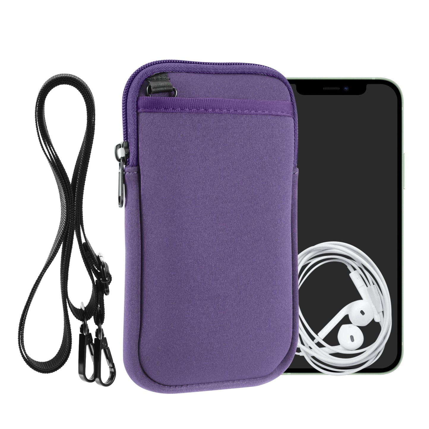 kwmobile Handy Tasche zum Umhängen für XXL - 7" - Hülle mit Band - Neopren Cover mit Reißverschluss - 17,7 x 8,5 cm - Necklace Case in Lavendel Lavendel XXL 