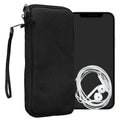 kwmobile Handy Tasche kompatibel mit Smartphones XXL - 7" Hülle - Canvas Handyhülle mit Mikrofaser Inlay in Schwarz - Handytasche mit 17,7 x 8,5 cm Innenmaße Schwarz XXL 