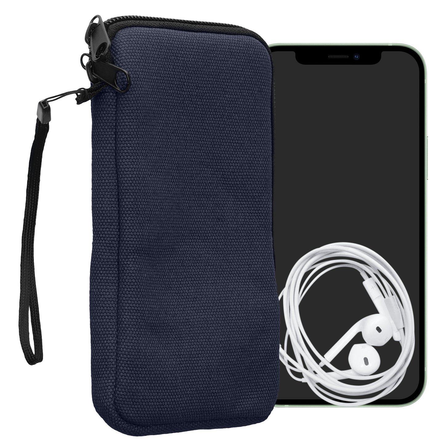 kwmobile Handy Tasche kompatibel mit Smartphones XXL - 7" Hülle - Canvas Handyhülle mit Mikrofaser Inlay in Dunkelblau - Handytasche mit 17,7 x 8,5 cm Innenmaße Dunkelblau XXL 