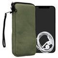 kwmobile Handy Tasche kompatibel mit Smartphones XL - 6,7/6,8" Hülle - Canvas Handyhülle mit Mikrofaser Inlay in Olivgrün - Handytasche mit 17,2 x 8,4 cm Innenmaße Olivgrün XL 