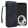 kwmobile Handy Tasche kompatibel mit Smartphones XL - 6,7/6,8" Hülle - Canvas Handyhülle mit Mikrofaser Inlay in Dunkelblau - Handytasche mit 17,2 x 8,4 cm Innenmaße Dunkelblau XL 