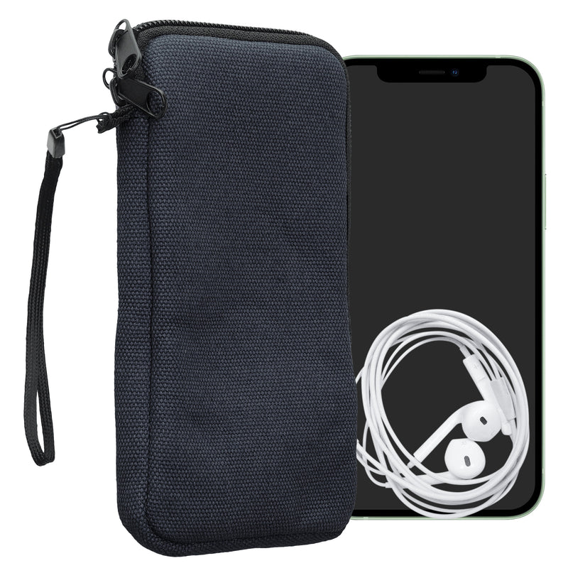 kwmobile Handy Tasche kompatibel mit Smartphones XL - 6,7/6,8" Hülle - Canvas Handyhülle mit Mikrofaser Inlay in Dunkelblau - Handytasche mit 17,2 x 8,4 cm Innenmaße Dunkelblau XL 