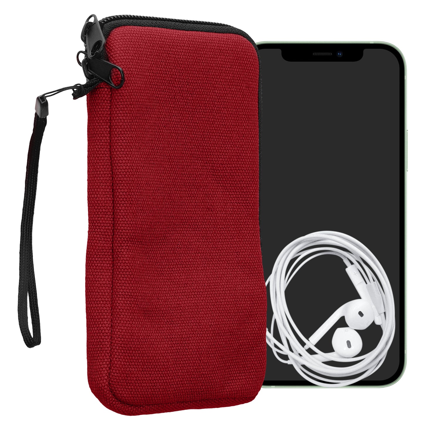kwmobile Handy Tasche kompatibel mit Smartphones XXL - 7" Hülle - Canvas Handyhülle mit Mikrofaser Inlay in Tawny Red - Handytasche mit 17,7 x 8,5 cm Innenmaße Tawny Red XXL 