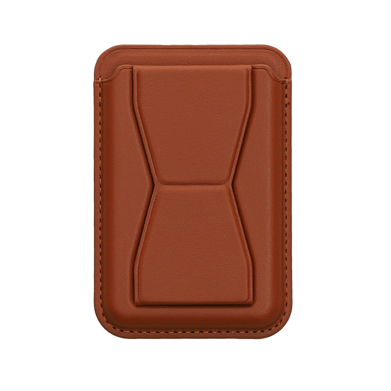 kwmobile Stick-on Kartenhalter für Smartphones - Kunstleder Halter mit Standfunktion - 65 x 95 mm - Platz für 2 Karten - Braun Braun  