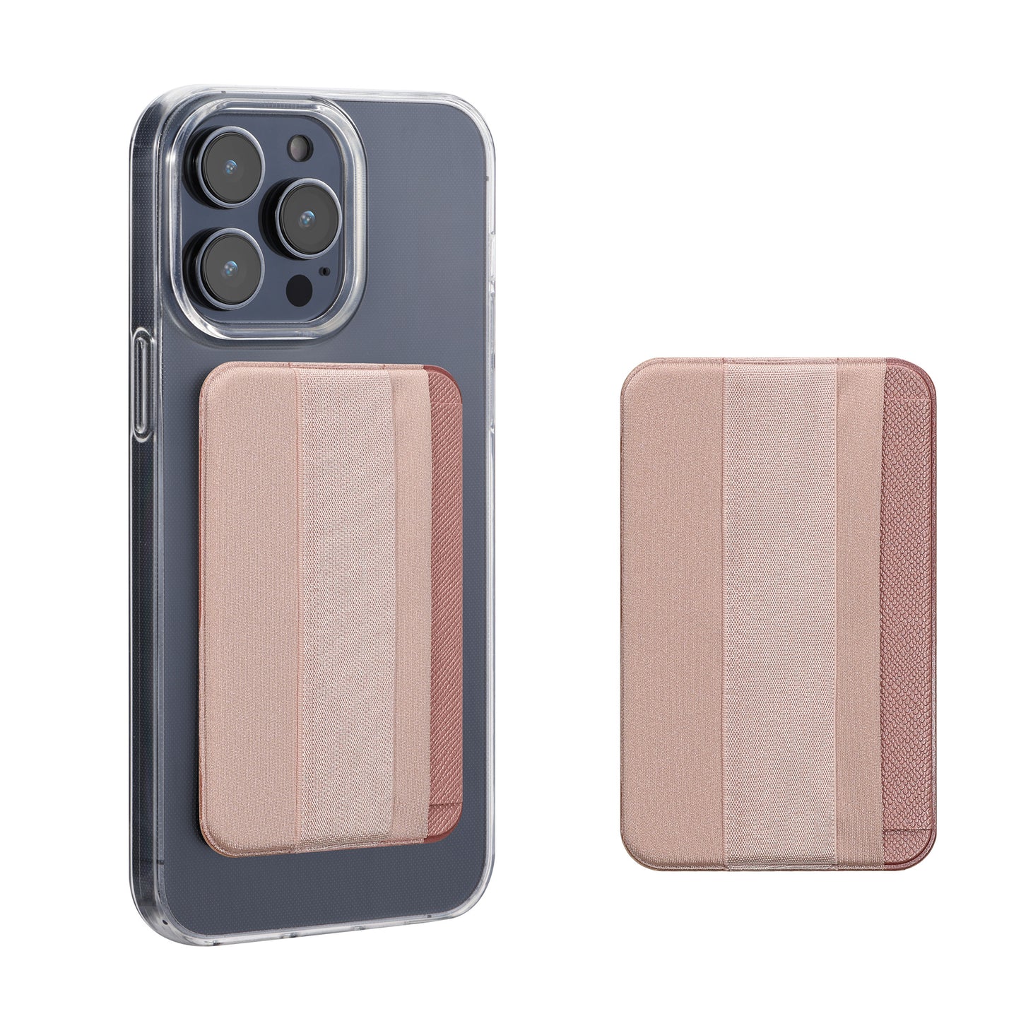 kwmobile 2x Stick-on Kartenhalter für Smartphones - Kunststoff Halter mit Halteband - 57 x 90 mm - Platz für bis zu 4 Karten - Metallic Rosegold Metallic Rosegold  