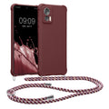 kwmobile Necklace Case kompatibel mit Motorola Edge 30 Neo Hülle - Cover mit Kordel zum Umhängen - Silikon Schutzhülle Bordeaux Violett Bordeaux Violett  