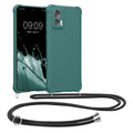 kwmobile Necklace Case kompatibel mit Motorola Edge 30 Neo Hülle - Cover mit Kordel zum Umhängen - Silikon Schutzhülle Petrol Petrol  