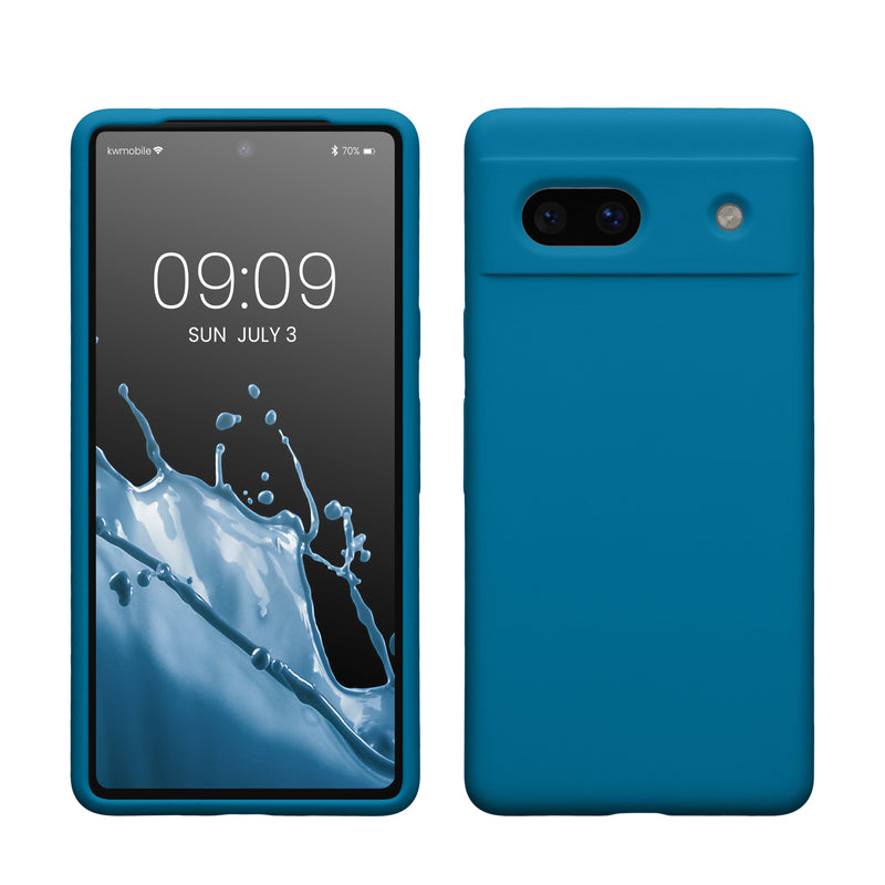 kwmobile Handyhülle für Google Pixel 7a Hülle, für Pixel 7a Case - Hülle Silikon - kabelloses Laden - Karibikblau Karibikblau  